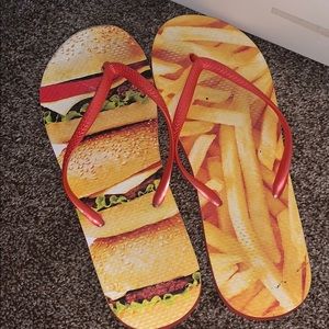 hamburger and french fries flip flops
